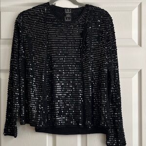 INC Two Piece Gorgeous Black Sequin Sweater with Coordinating Top